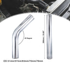 Uxcell Aluminum Alloy Tube OD 51/57/63/70/76mm Intercooler Pipe Air Intake Tube Hose 0 45 Degrees 500mm Length for Car