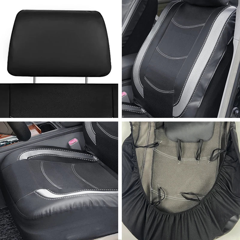 AUTO PLUS Car Seat Covers Artificial Leather With Bright PVC Sheet With 3 Zipper Car Accessories Interior Seat Cushion Protector