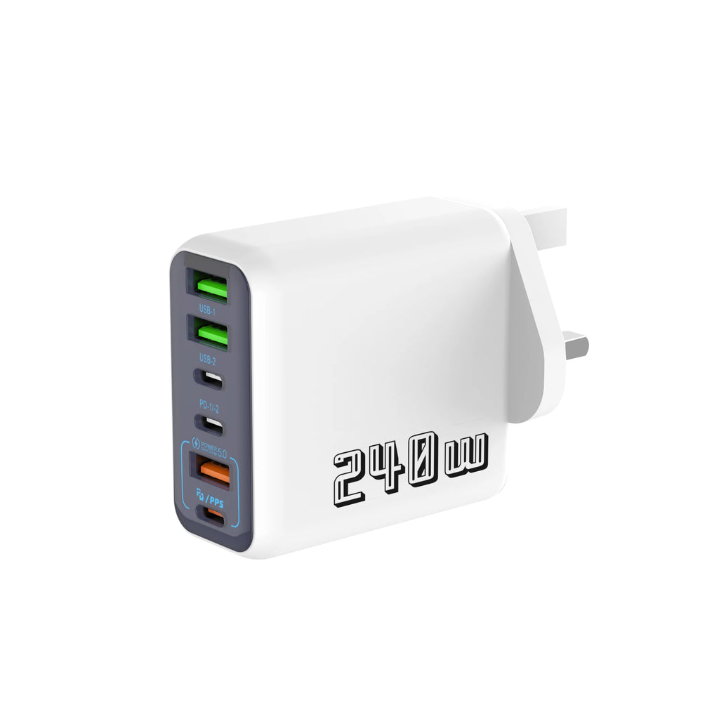 6 Ports USB C PD Charger 240W Quick Charge 3.0 Type C USB Phone Chargers Super Fast Charging Adapter For iPhone Samsung Xiaomi Car Mobile World