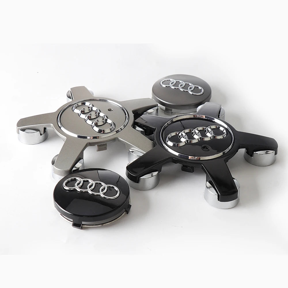 4Pcs For Audi Sline A3 A4 B5 B6 A3 8P 8V 8L A5 A6 C6 C5 S3 S4 S Car Wheel Center Hub Caps Covers Badge Hubcaps Auto Accessories