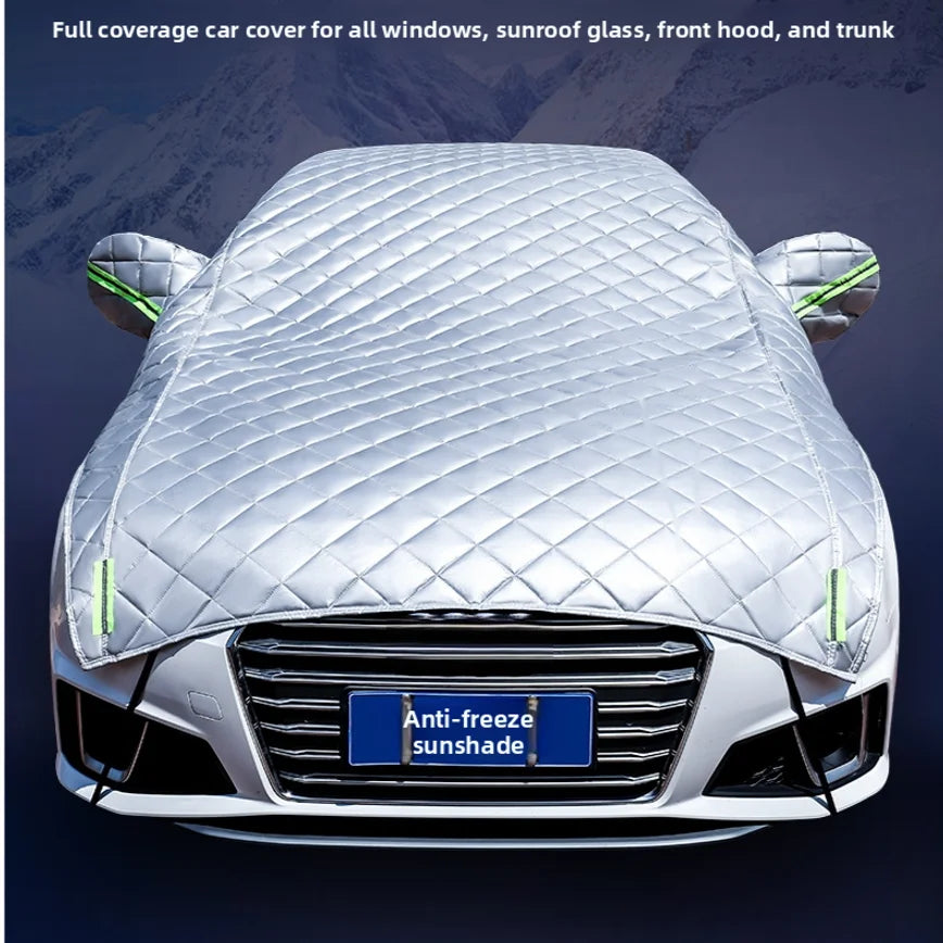 Thickened Auto Half Car Cover Hail Proof Sunshade Anti‑Snow Frost Dust Car Hood Protector for Sedan SUV Vehicles