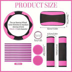 Women's Car Interior 37-Piece Set - Polyester Seat Covers, PU Steering Wheel Cover, Shoulder Pads, Decorative Strips  etc CM World