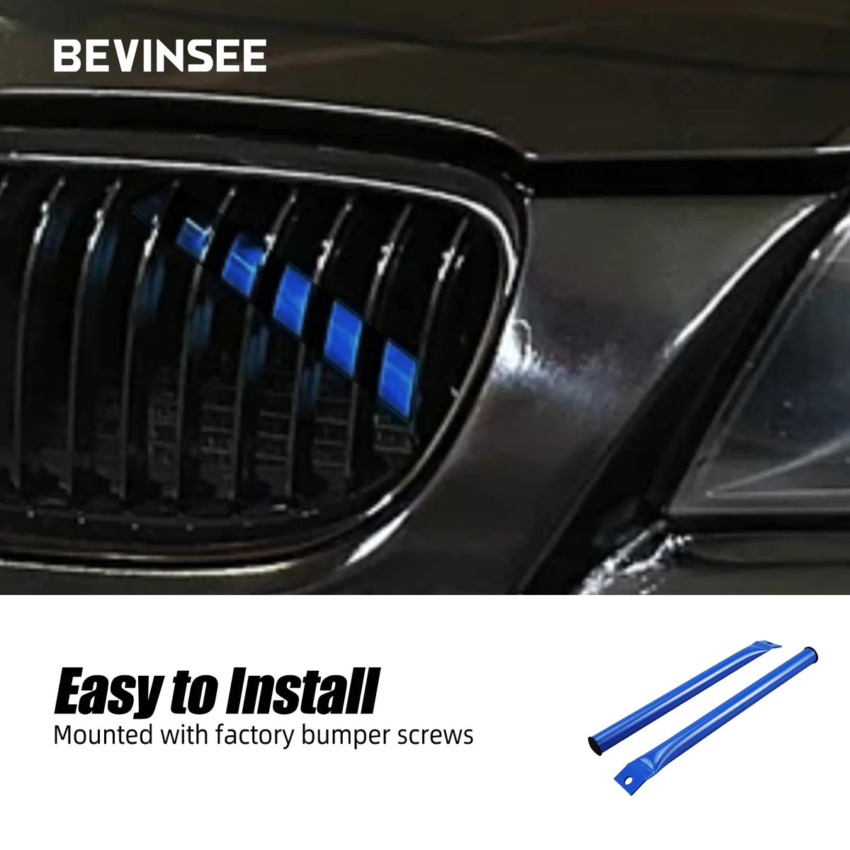 Steel V Brace Bars Front Grille Kidney Struts Braces for BMW E90 E91 E92 E93 323i 325i 328i 330i 335i 2006-2013, Car Accessories
