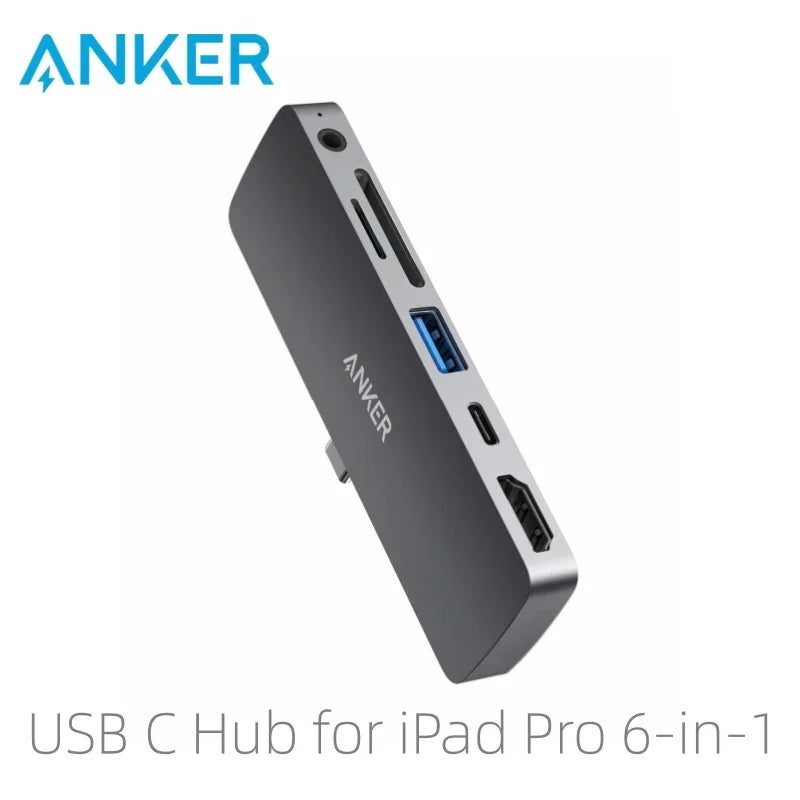 Anker USB C Hub for iPad Pro, PowerExpand Direct 6-in-1 Adapter, with 60W Power Delivery, 4K HDMI, Audio, USB 3.0, SD and microS