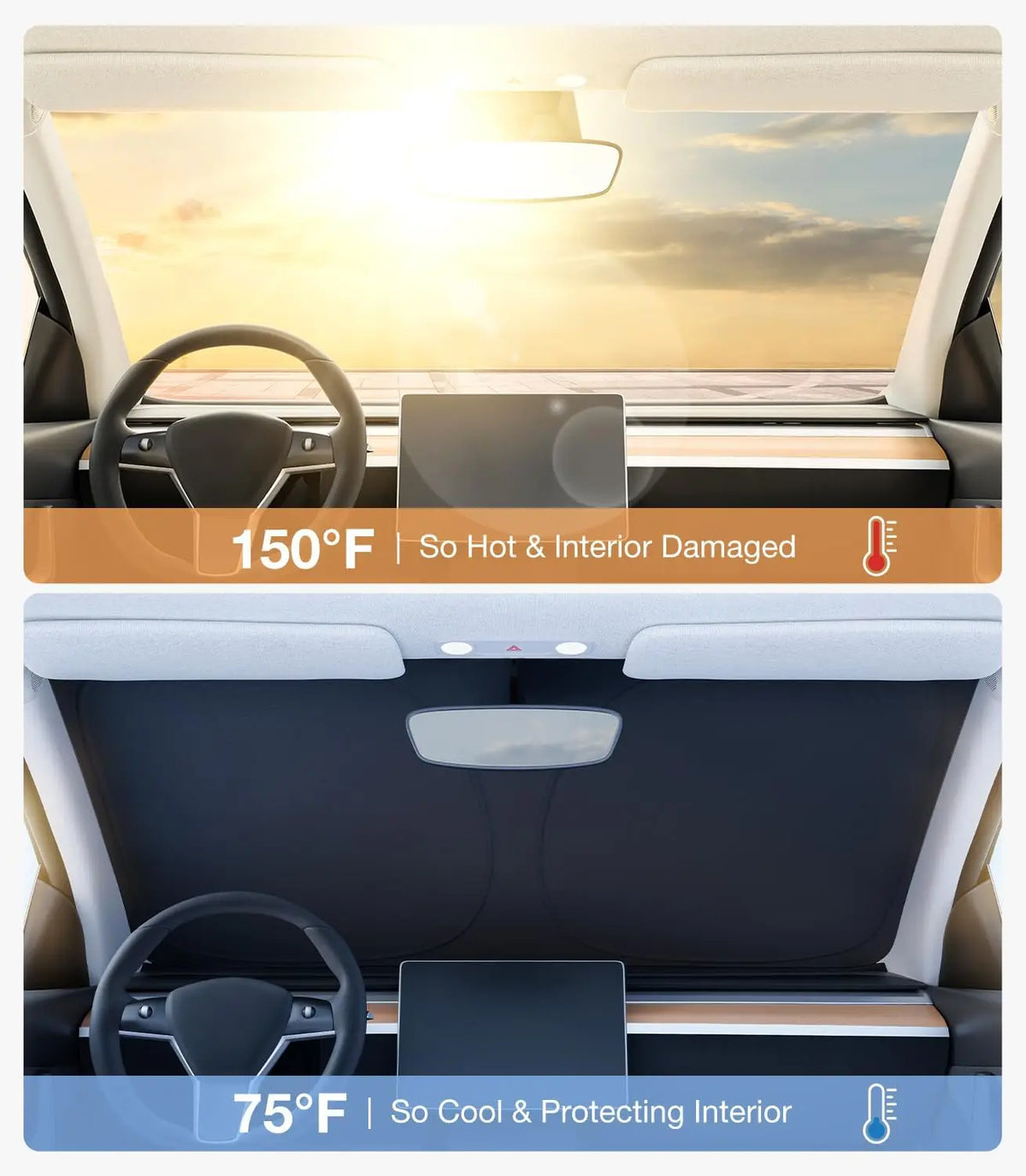 2026 For Tesla Model Y Juniper Model 3 Highland Windshield Sunshade Sun Blockage Foldable Heat Insulation Sunshade Storage Bag