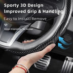 Suitable for Alfa Romeo Carbon Fiber Texture Steering Wheel Cover Snap-On Wave-Shaped Sports Design Protective Case Giulia 952 Stelvio 949 147 Mito Giulietta Tonale 965 Sprint 159 Quadrifoglio Black CM World