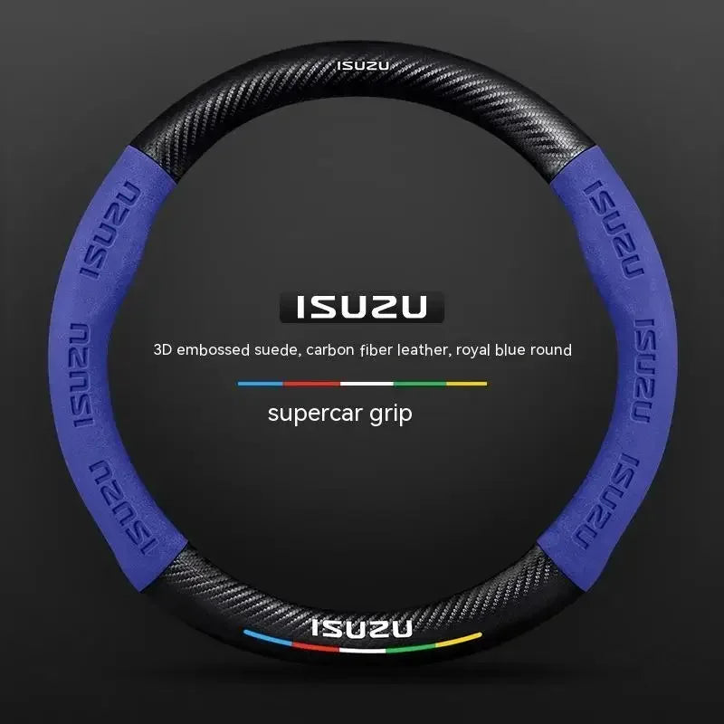 Suede Carbon fiber anti-slip Car Steering Wheel Cover For ISUZU D-MAX V-CROSS mu-X TAGA  Interior fittings CM World