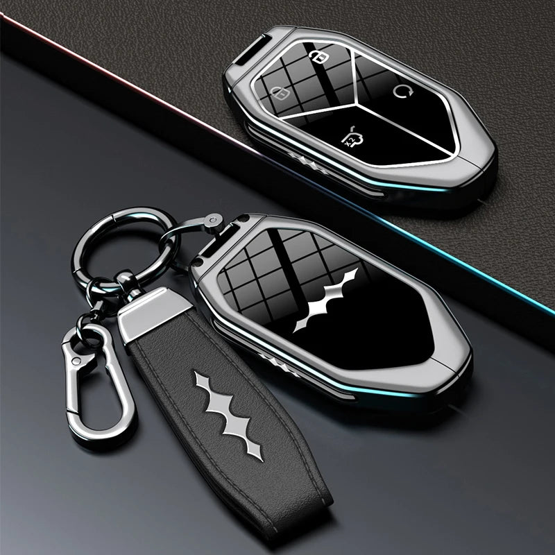 Car Key Shell Case for BYD Equation Leopard 5 8 Ti3 7 Keychain Remote Key Fob Zinc Alloy Cover Bag Protector Car Accessories
