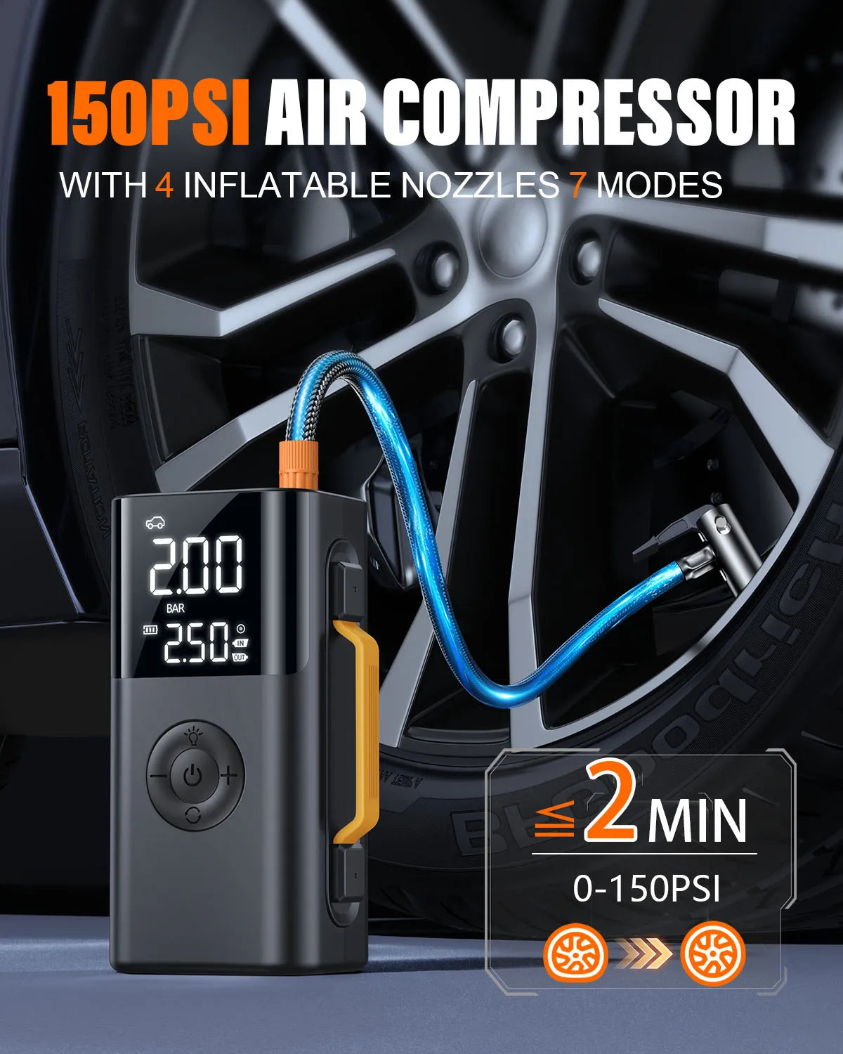 Car jump starter 6000A Jump Starter 150PSI Air Pump Multifunctional Tire Inflator Power Bank Lighting for Car CM World