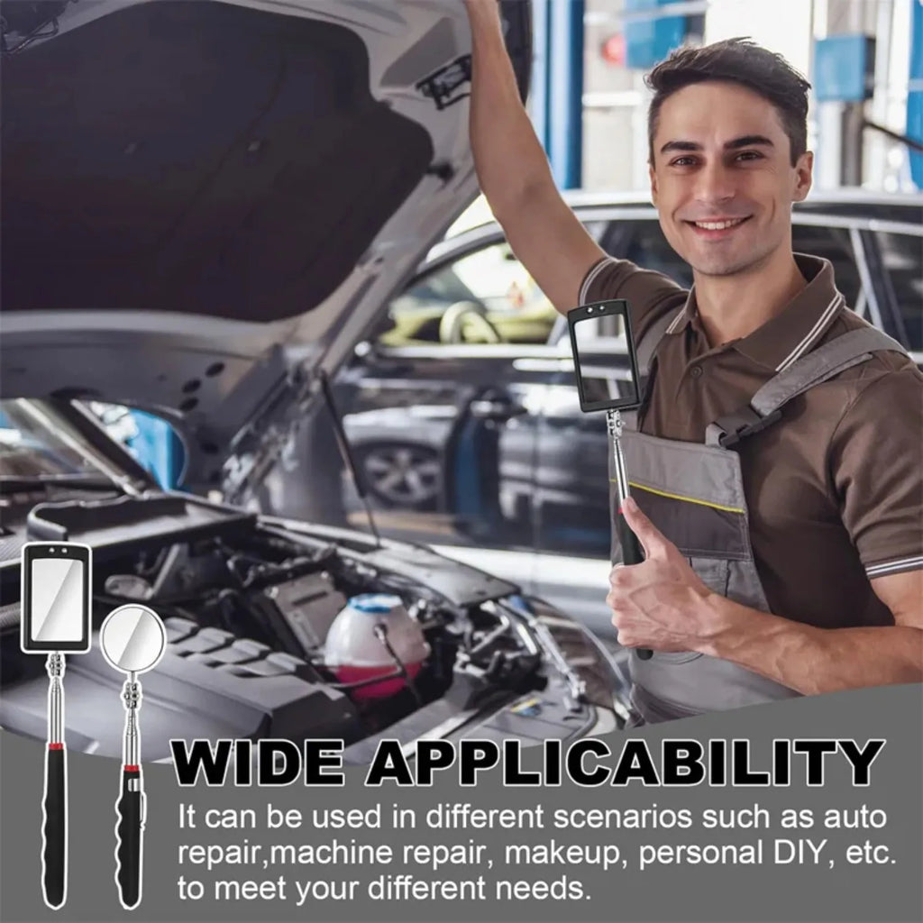 Car 360° Inspection Mirror LED Light Telescopic Inspection Mirror  for Check The Condition of Vehicle Automotive Repairs Tools CM World