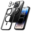 Clear Black Magnetic Case for iPhone 17 16 15 14 Pro Max Plus 13 12 Mini 11 with Screen Protector Lens Protector Mobile Cases Car Mobile World