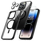 Clear Black Magnetic Case for iPhone 17 16 15 14 Pro Max Plus 13 12 Mini 11 with Screen Protector Lens Protector Mobile Cases Car Mobile World