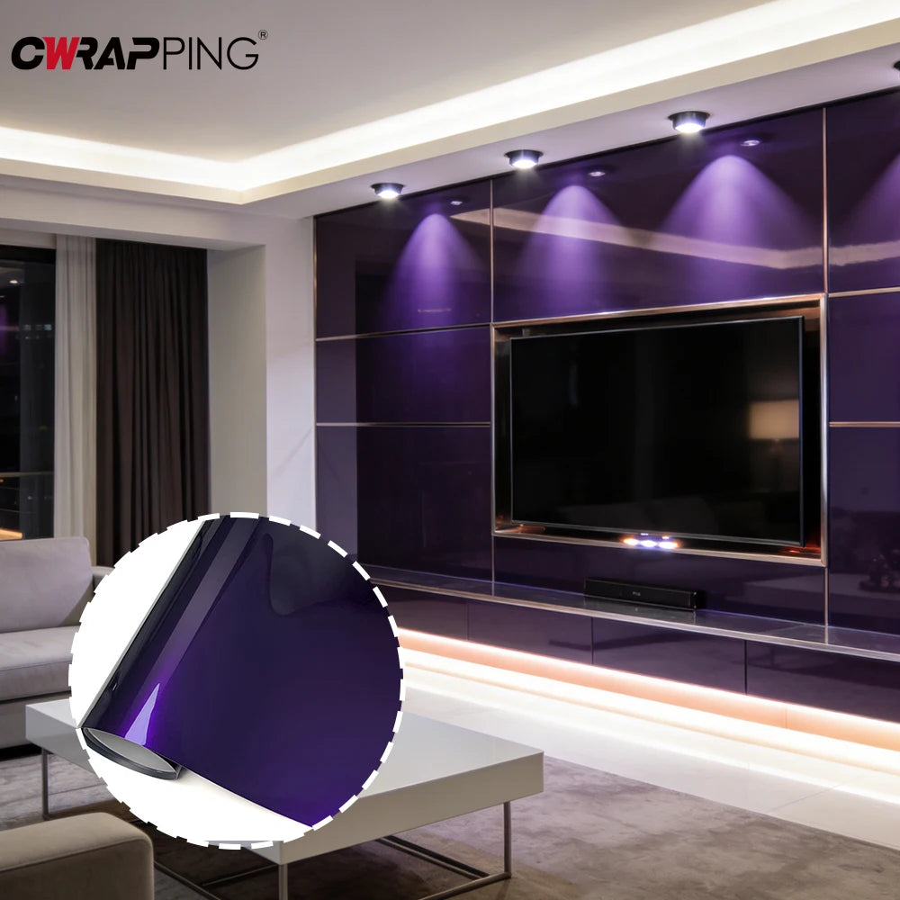 Wrap Foil Car Cover Ultra Glossy Purple Sticker for Car Accessories Waterproof PET Self-adhesive Automotive Vinyl Wrapping Film Car Mobile World