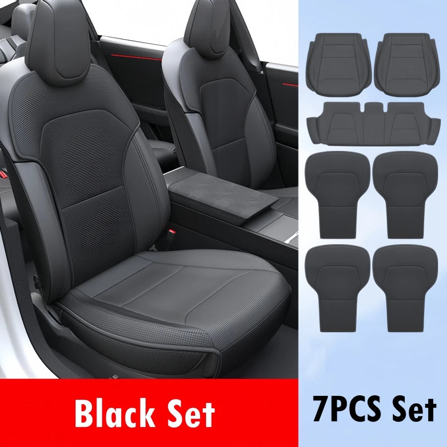 For Tesla Model Y Juniper 2025 2026 Semi-enclosed Seat Covers Front Rear Car Seat Cushion Protector Pad Set All Seasons Cooling CM World