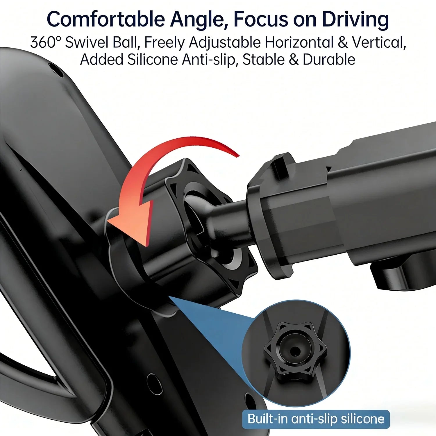 Car Phone Holder Mount for Dashboard/Windshield/Air Vent 360°Rotation Adjustable Clip Compatibility Fit for All 4-7" Smartphone CM World