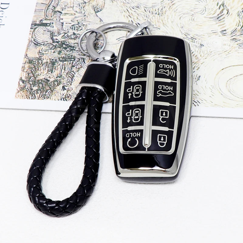 Auto For Hyundai Genesis GV70 GV80 GV90 2020 2021 2022 8 Button TPU Car Key Case Cover Holder Key Shell Keychain Accessories