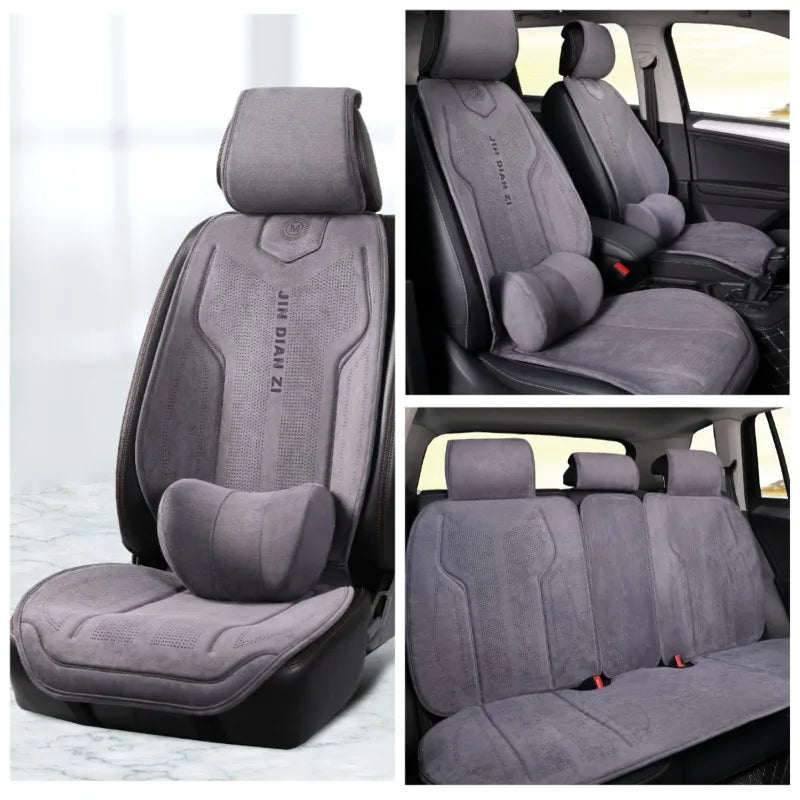 Full Set Suede Car Seat Covers Universal Four Season Breathable Seat Cushion Car Accessories Interior Car Seat Protector Covers CM World