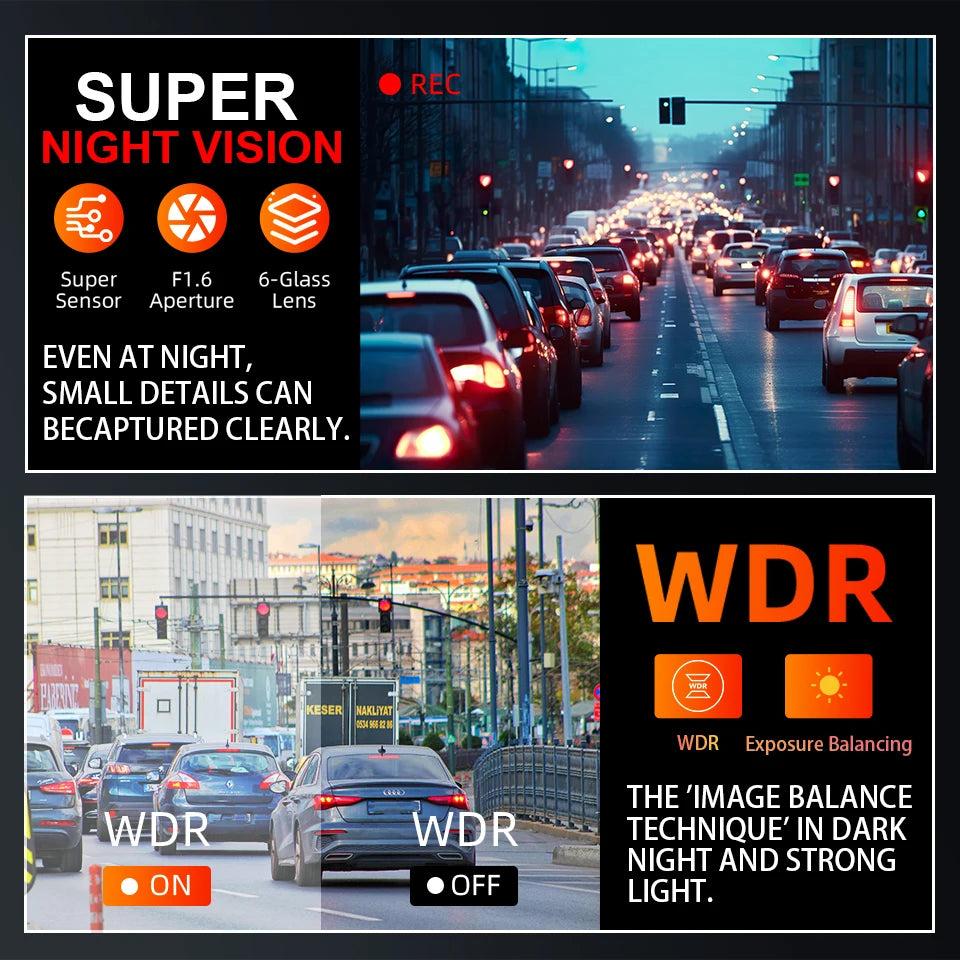 4K WIFI Dash Cam Mini CAR DVR Support Front and Rear Dual Lens 1080P Black Box Room Night Vision Camera Parking Monitor Car Mobile World