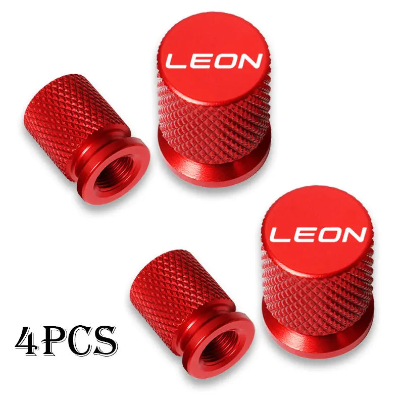 4pcs Auto CNC Badges For Seat Leon Car Wheel Tire Valve Caps Tyre Stem Covers Airdust Waterproof Accessorie CM World