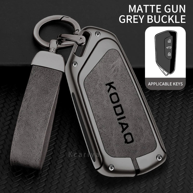 Zinc Alloy Car Remote Control Key Case Cover Holder Shell Fob for Skoda Kodiaq Protection Key Chain Buckle Keyless Accessories CM World