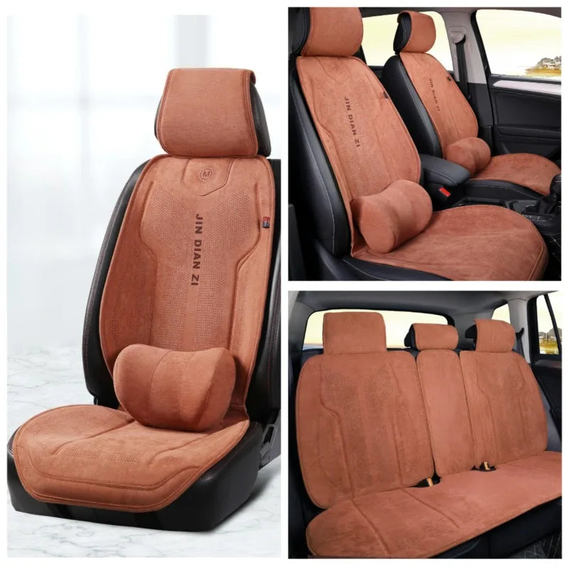 Full Set Suede Car Seat Covers Universal Four Season Breathable Seat Cushion Car Accessories Interior Car Seat Protector Covers CM World
