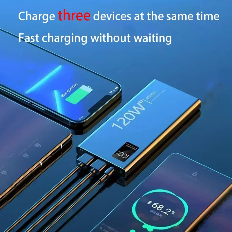 VIVO 2026 Large Capacity 500000mAh Powerbank 120W Fast Charging LEDPower Bank Portable Battery Charger Supply For Iphone Samsung Car Mobile World