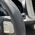 Napa Leather Perforated Patchwork Car Steering Wheel Cover, Non-slip, Breathable, Universal 15 Inch (Approx. 38.1cm) CM World