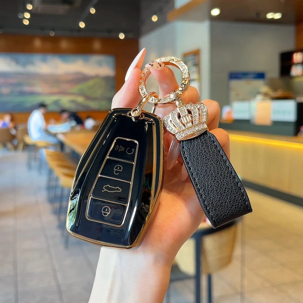 Car Key Case Fob Cover for Geely Coolray Keychain Remote Protection Cover Bag Shell With Housing Keychain Car Accessories
