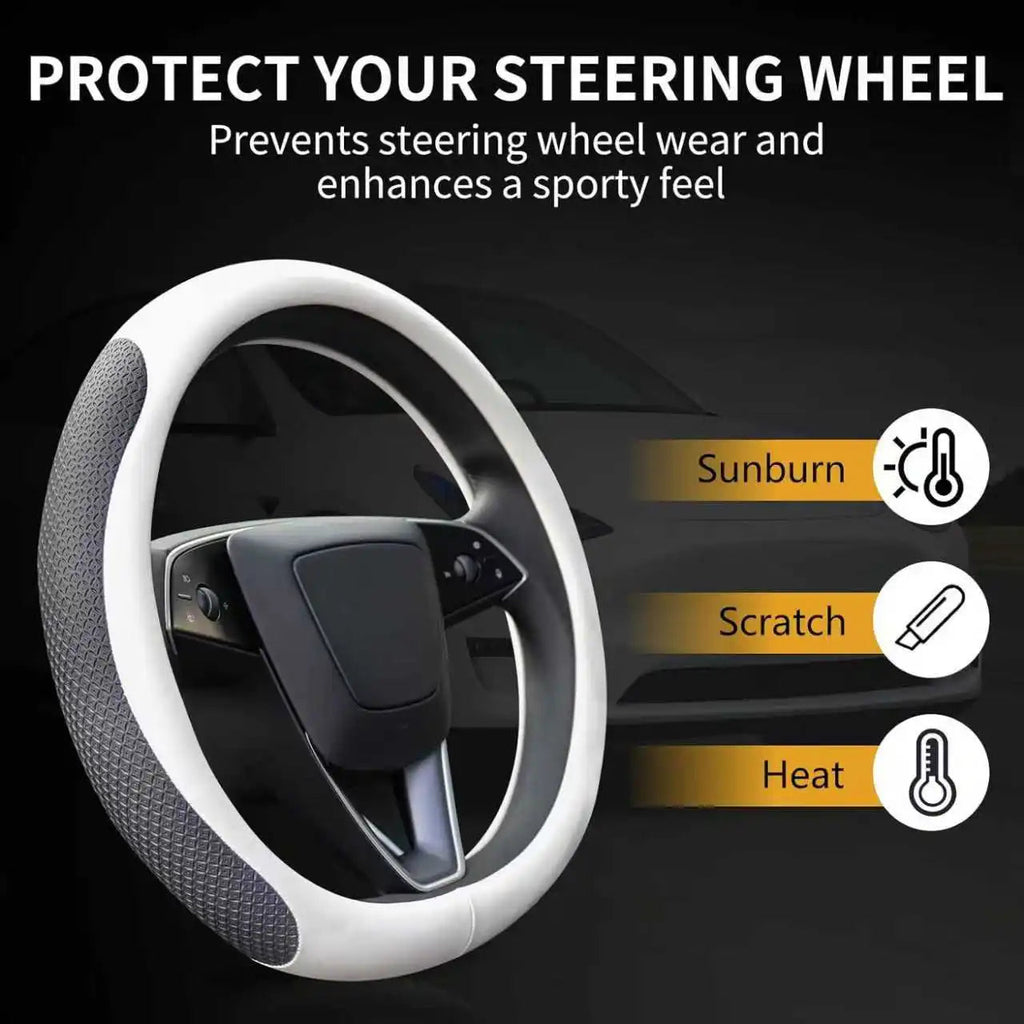 Steering Wheel Cover for Tesla Model 3 2026 Model Y 2026 Steering Wheel Protector Leather Non-Slip Breathable 3mm Utra-thin CM World