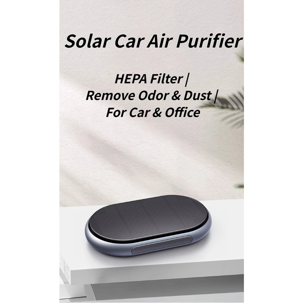 For Car Home Office Desktop Air Purifier Wireless Solar Powered Aluminum Alloy Portable Freshener Cleaner Purification Device CM World