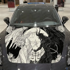 Light & Dark Holding Balance Car Vinyl Wrap, PVC Waterproof Car Hood Sticker, Self-Adhesive Scratch-Resistant Stickers