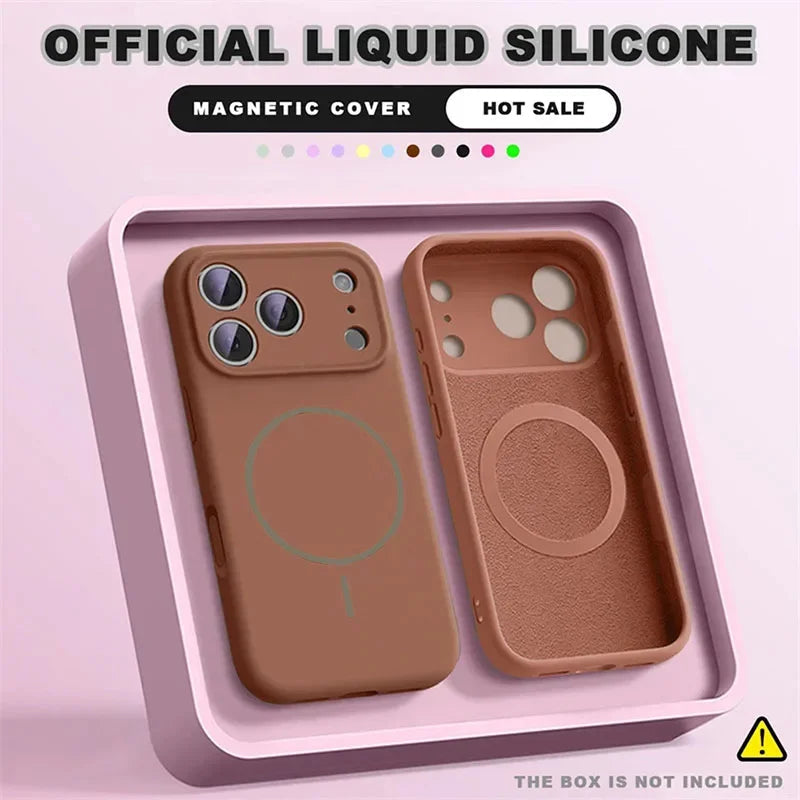 For Magsafe Liquid Silicone Phone Cases For iPhone 17 16 15 14 13 12 Pro Max 16 Plus Air Case Magnetic Wireless Charging Cover Car Mobile World