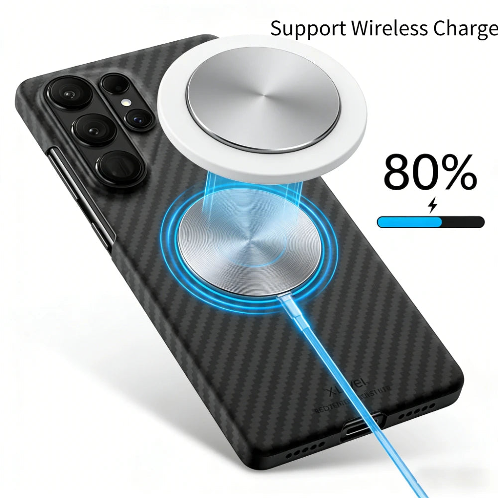 Ultra-thin Carbon Fiber Texture Pattern For Magsafe Case For Samsung S26 Ultra S25/24 Plus Premium Business Anti-fall Hard Cover