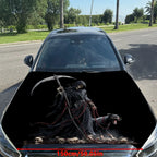 Grim Reaper, Chains and Black Dog Car Vinyl Wrap, PVC Material Waterproof Car Hood Sticker, Self-Adhesive Scratch-Resistant Stic