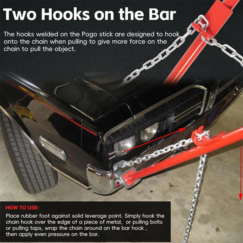 77175 Auto Body Dent Repair / Alignment Bar Tool with Chain for Bumper Hood Panel Deck & Bracket - Length 52.6 Inch