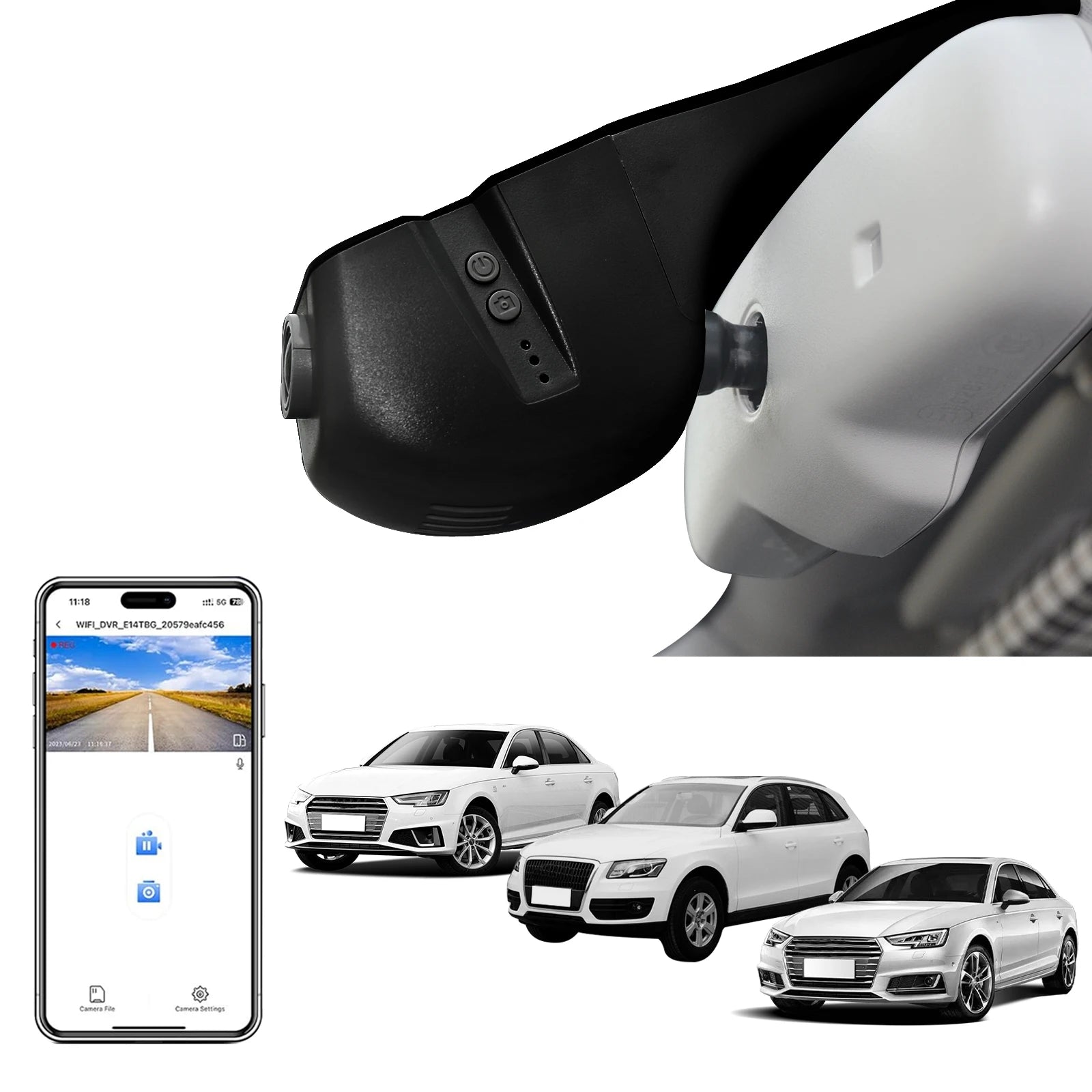 Dash Cam 4K For Audi A3 A4 A5 A6 A7 A8 Q3 Q5 Q7 B4 B5 B6 B7 B8 B9 8V C5 C6 C7 8P 8V (Model B/C) GPS WiFi & APP Dash Car Camera Car Mobile World