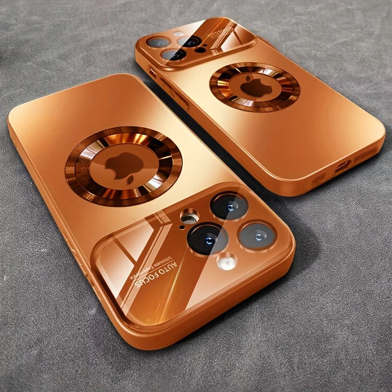Luxury Glass Camera For Magesafe Magnetic Wireless Charge Case For iPhone 17 16 15 14 13 12 11 Pro Max Air Plus Shockproof Cover Car Mobile World