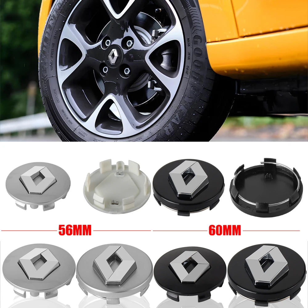 4PCS 56mm 60mm Car Wheel Center Cap Logo Hub Badge Rims Cover For Renault Megane 2 3 Clio 4 Trafic Captur Emblems Kangoo Zoe CM World