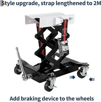 450 Lbs Low Profile Transmission Jack with Safety Straps Auto Repair 7-23" Lift with 2M Safety Straps & 4 Brake Wheels,black CM World