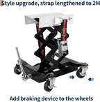 450 Lbs Low Profile Transmission Jack with Safety Straps Auto Repair 7-23" Lift with 2M Safety Straps & 4 Brake Wheels,black CM World