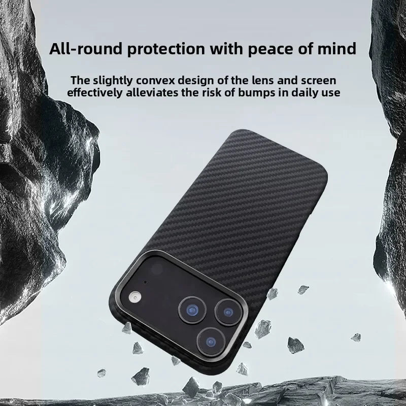Ultra Slim Real Aramid Kevlar Carbon Fiber Business Case For IPhone 17 Air Pro Max Magnetic Charging Shockproof Protective Cover Car Mobile World