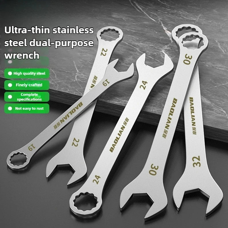 Ultra-Thin 4-27MM Ratchet Open End Wrench Dual-Purpose Universal Spanner for Bicycle Motorcycle Car Repair Tool