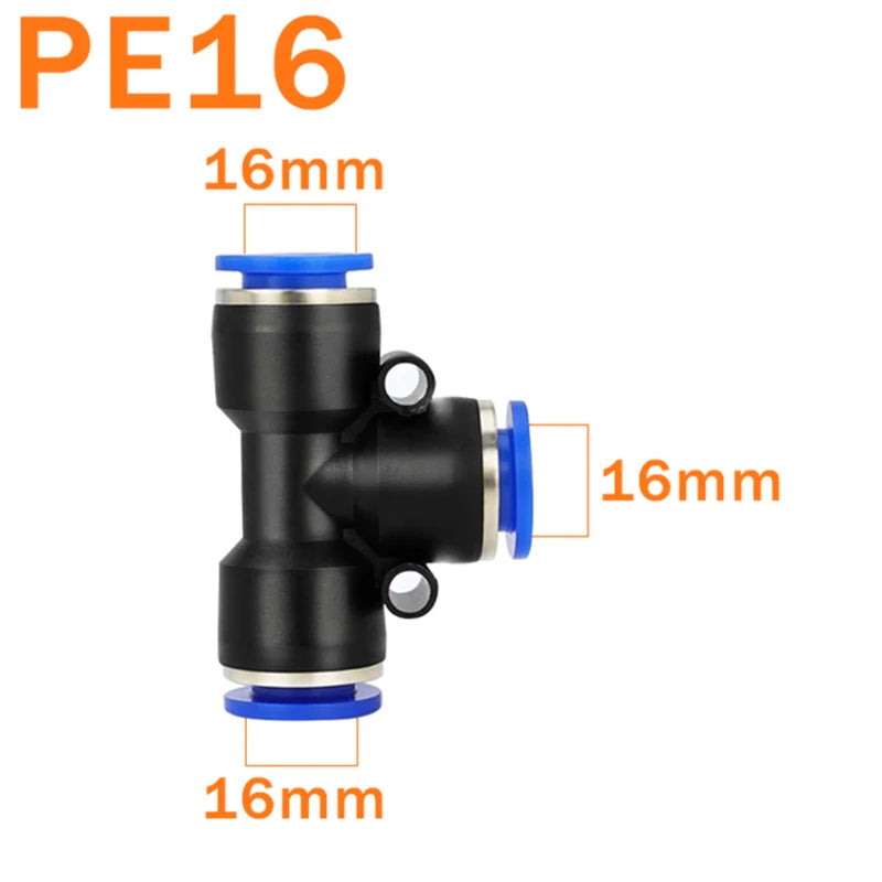 10PCS PE Air Connectors 4 6 8 10 12MM PEG Pneumatic Fitting Slip Lock Tee 3Way Plastic Pipe Water Hose Tube Quick Connector