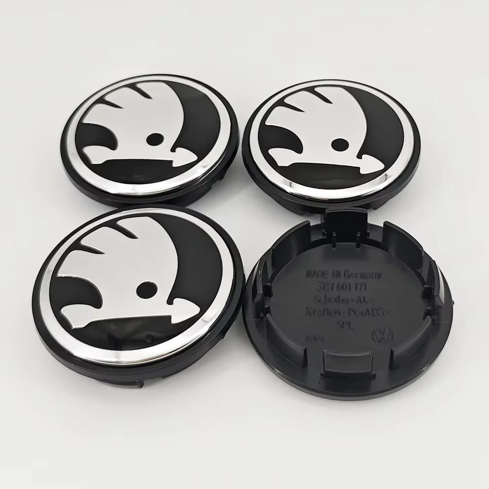4pcs 56mm 65mm Green Black Chrome Car Wheel Center Caps for Skoda Rims Hubcaps Cover Emblem Badge Logo Auto Styling Accessories CM World