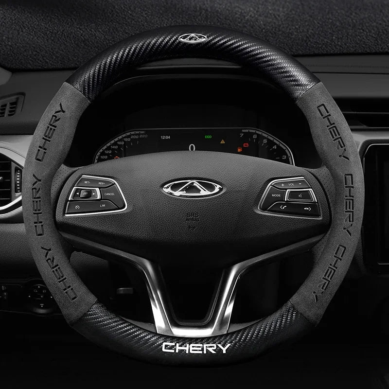 Car buckskin carbon fiber steering wheel cover for Chery Tiggo 8 Arrizo 5 pro gx 5x eQ7 Chery Tiggo 7 Pro 2020 2021 2022 2023 CM World
