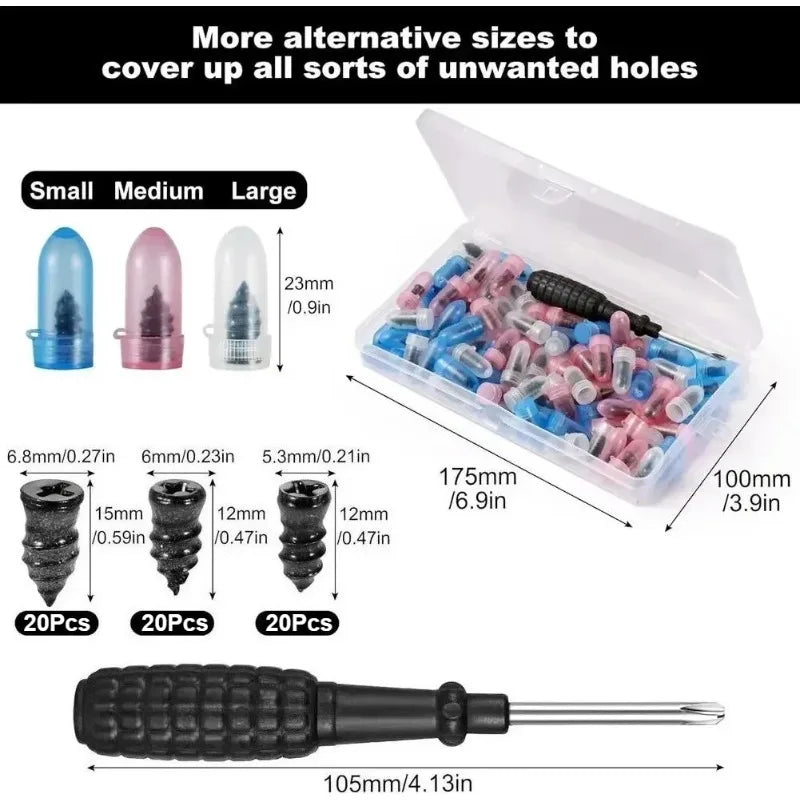 61/11Pc Universal Vacuum Car Tyre Repair Rubber Nail Tire Repair Nail Rubber Screw Screw Tools In Tubeless Plug Accessorie Kit