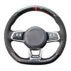 Customized Car Steering Wheel Cover Hand Sewing Braid Suede For Volkswagen Golf 7 GTI Golf R MK7 VW Polo GTI Scirocco 2015 2016 CM World