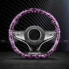 O/D Type Car Steering Wheel Cover Washable Flower Carbon Fiber Texture Auto Accessories for 37-38cm Steering Wheels