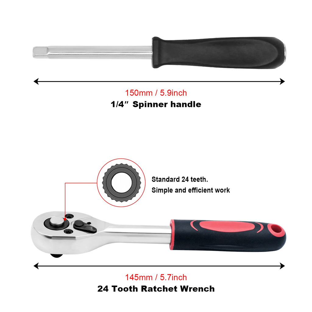 Motorcycle Repair Tool Kit 1/4-Inch Socket Set Car Repair Tool Ratchet Torque Wrench Combo Auto Repairing Set Mechanic Tools CM World