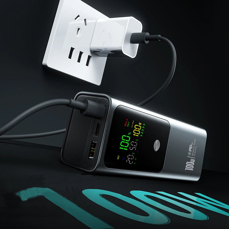50000mAh Portable Color Screen Power Bank Supports PD100W Bidirectional Fast Charging Suitable For IPhone Laptop Samsung Xiaomi Car Mobile World